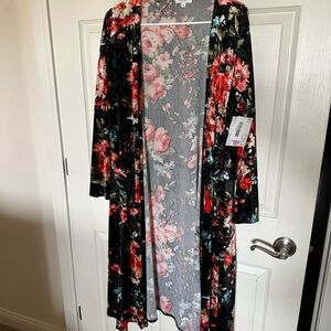 Floral Velvet Duster sweater
